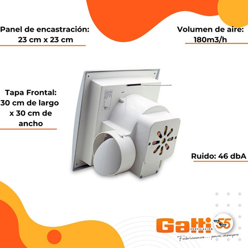 Imagen 6 de 9 de Extractor De Aire Para Cielorrasso 30 Cm Gatti Ventilación