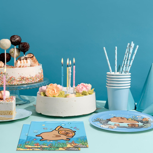Vajilla Para Fiesta De Cumpleaños Con Temática De Carpincho