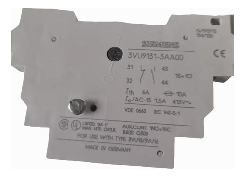 Contacto Auxiliar Lateral Para Guardamotor Siemens 3rv1901-1