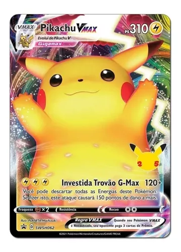 Original - Carta Pokemon gigante coleção rara - Pikachu-V em