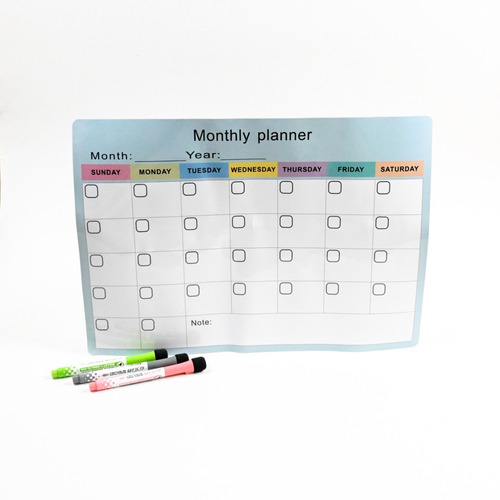 Imagen 3 de 4 de Pizarra Magnetica Planner Mensual + Marcadores