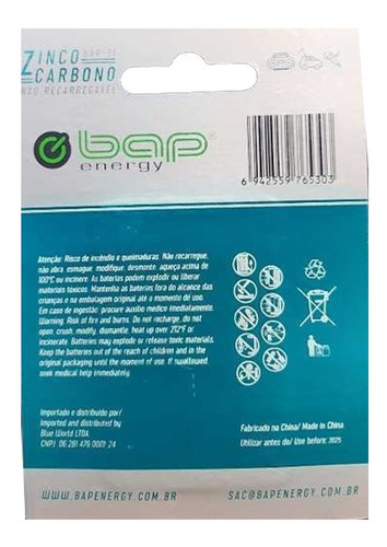 Imagem 2 de 3 de Pilha Bateria 9v Violão Baixo Mxt Power Heavy Duty Blister
