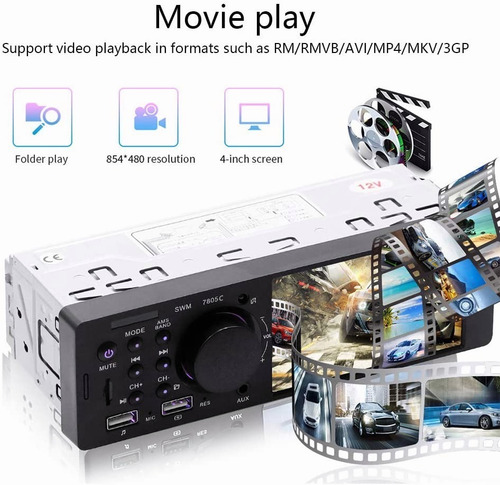 Imagen 5 de 9 de Reproductor Auto Estereo Pantalla Táctil 4.1 Mp5 Bt + Camara