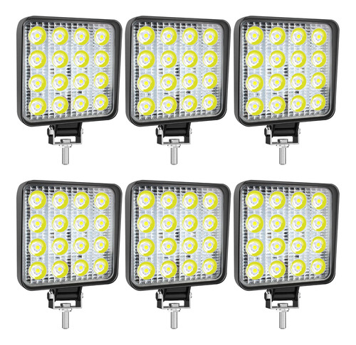 Kit 6 Faro Auxiliar Reflector 16 Led 48w Agro Vehiculo