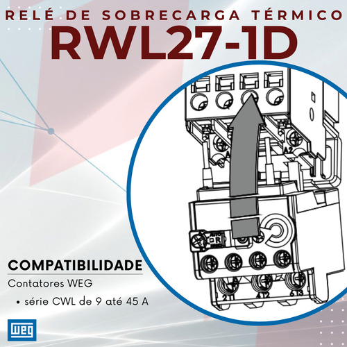 Relé de Sobrecarga Térmico Weg Rwl27-1d3-d063 Faixa de ajuste 4,0-6,3 A