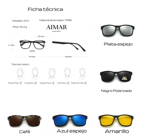 Lentes Armaz n 5 En 1 Magn tico Para Graduar 2201a