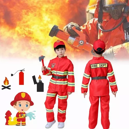 Disfraz de bombero para niño con chaqueta, boca de incendios y gorro de  fieltro, disfraz de bombero, vestido de carnaval, disfraces de Tata Drama -   México