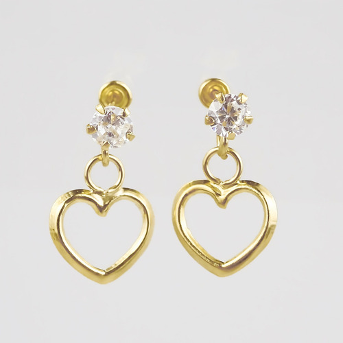 Amor Eterno - Broqueles / Corazón Colgante Grande / Oro 10k