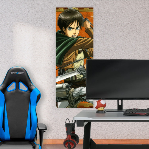 Cuadro Grande 30x80 Cm Shingeki No Kyojin Eren Equipo 3d