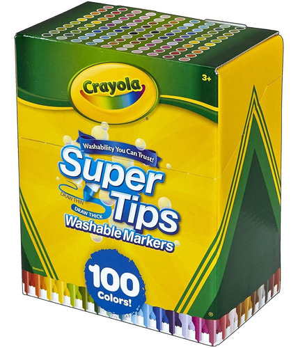 Super Tips Crayola 100 Plumones Marcadores Delgados Lavables
