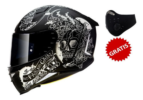 casco mt revenge skull & rose