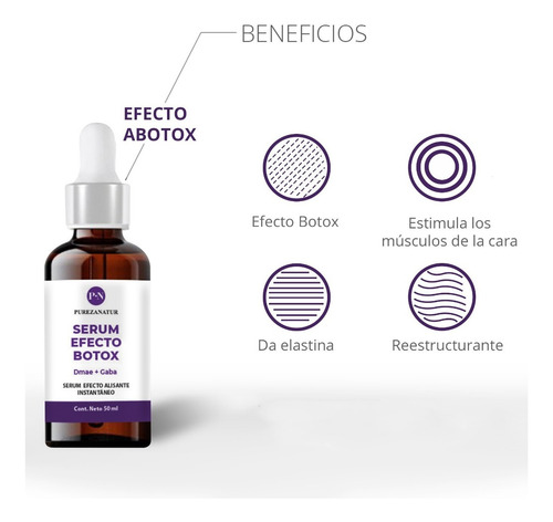 Imagen 3 de 7 de Serum Facial Efecto Botox Con Dmae Y Gaba Elasticidad 50ml