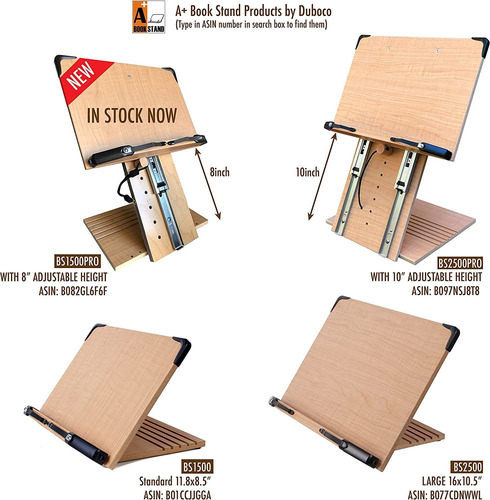 A+ Atril Bs1500pro Soporte De Libros Con Altura Ajustable...