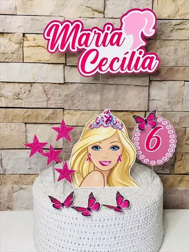 Topo De Bolo Personalizado Aniversário Barbie