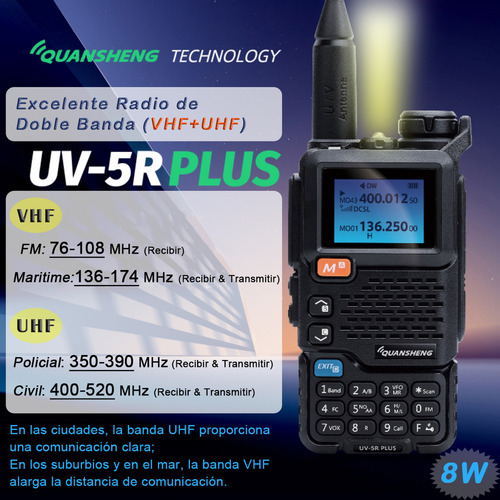 Radios De Comunicación Largo Alcance Uv-5r+ Amfm Uhfvhf Kit6