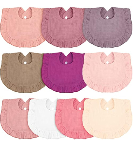 10 Baberos De Muselina Para Bebé, Bandana Suave, Ajustable,