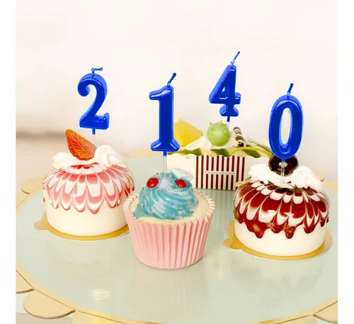 Velas Azules De Cumpleaños, 4 Velas, Tarta De 4 Años, Bady R