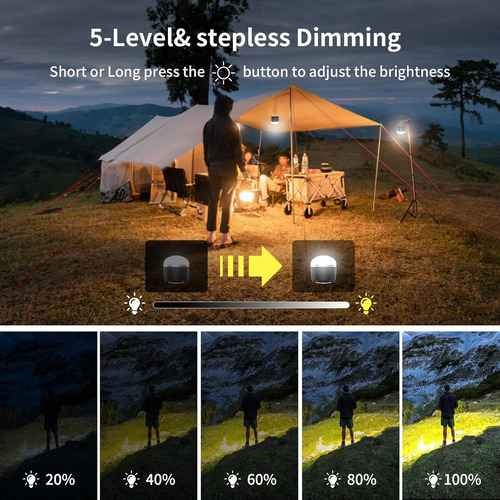 Linterna Led Recargable Camping 1000lm Con Luz 3 Colores