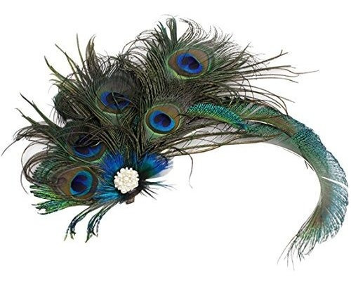 Mujeres Niñas Peacock Feather Hair Clip Retro Wedding Carni