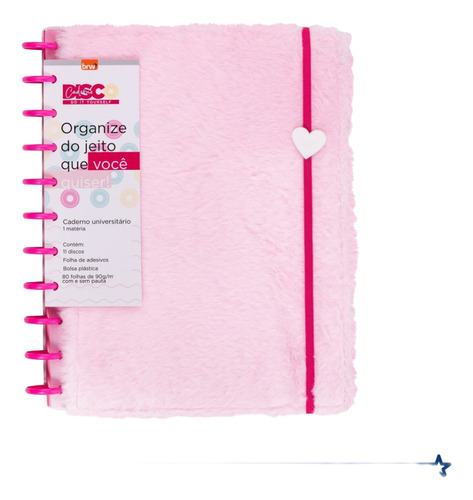 Cuaderno Inteligente C/ Discos Brw Peluche Tapa Dura 28x21cm Rosa
