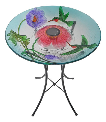 Teamson Home Colibrí Pintado A Mano Fusion Glass Solar Birdb