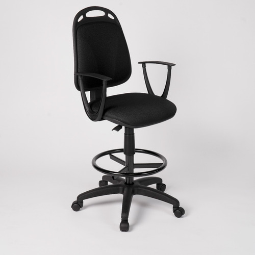 Silla de escritorio de Outlet Diva cajera con apoyabrazos y con ruedas ergonómica negra con tapizado de tela marathon