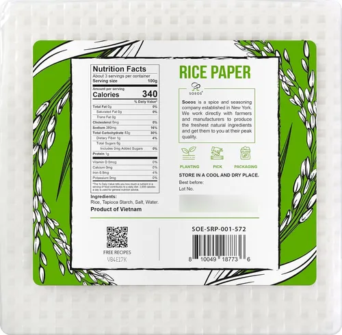 Papel De Arroz Soeos - Ideal Para Rollos Frescos Y Dumplings