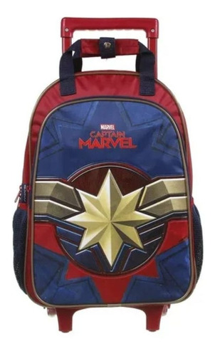 Mochila De Rodinhas Escolar Capitã Marvel Dmw 11646 Cor Vinho