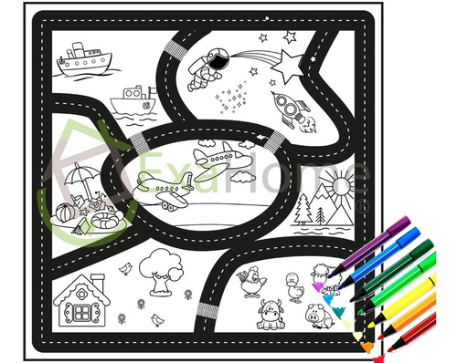 Imagen 4 de 5 de Lona Alfombra Didáctica Exahome Juguete Juegos Dibujo Futbol