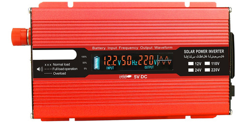 Convertidor De Voltaje Rojo 1500w 3000w 12v 240v Inversor Us