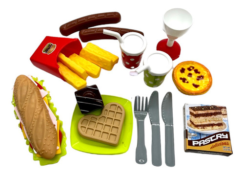 Kit Brinquedos Lanchonetes Hambúrguer E Fast Food - 15 Peças