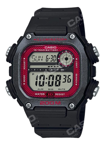 Reloj pulsera digital Casio DW-291 con correa de resina color negro - fondo gris