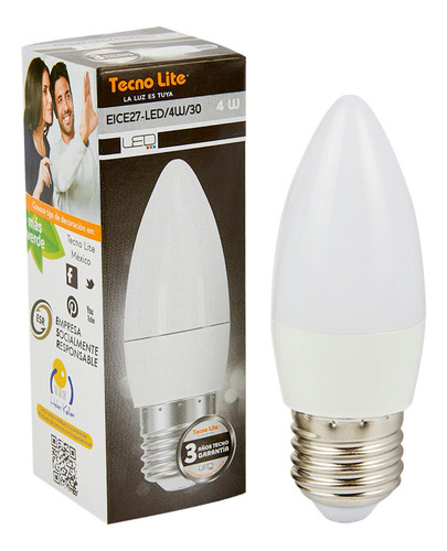 Focos Tecnolite Led E27 Luz Blanco Calido Blanco 4w