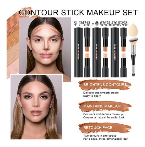 Kit De Maquillaje De Barras De Contorno De Crema De 6 Colore