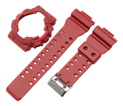 Kit Bezel E Pulseira Compatível Relógio Casio G-shock Ga-100 Cor Vermelho