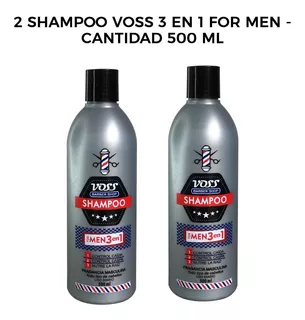 2 Shampoo Voss 3 En 1 For Men - Cantidad 500 Ml