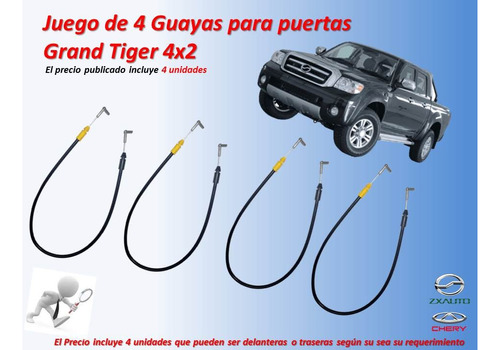 Guaya Apertura De Puerta Chery Grand Tiger 4 Unidades