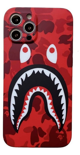 Funda Para iPhone 11 Pro Max 6.5 Pc Camuflaje Rojo Tiburon