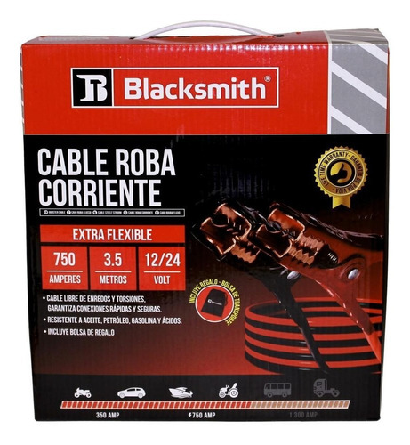 Cable Pasa Corriente 750 Amp Auto Camioneta - 3.5 Metros