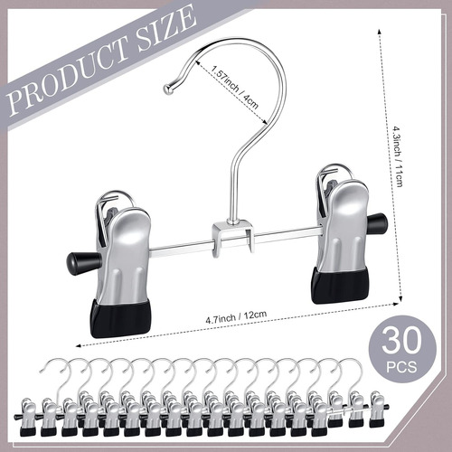 30 Ganchos De Acero Con Clips Ajustables - Organizador Multi