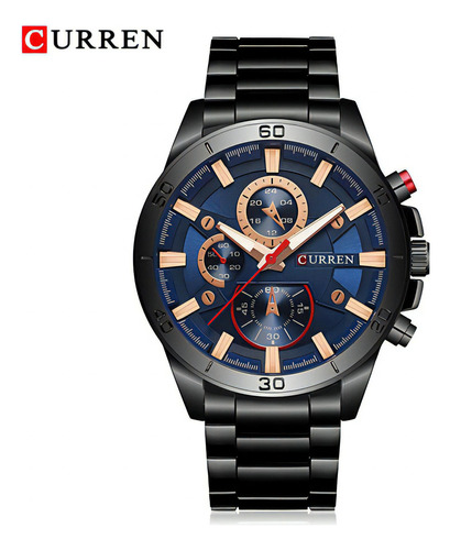 Reloj Curren Kreb560120 Negro Hombre Color Del Fondo Azul