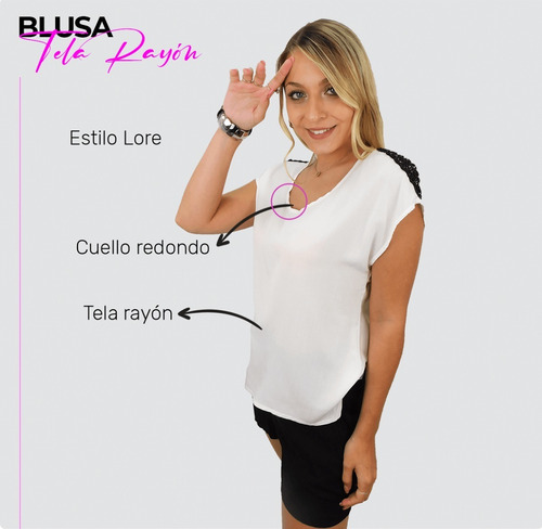 Imagen 5 de 10 de Blusa Suelta Mujer Casual Chic Moderna C/ Charreteras Fiesta