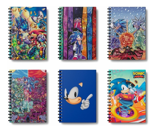 6 Adesivos Capa Caderno Prático Personagem Filme Game Sonic