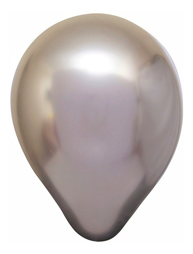 Imagem 1 de 3 de Balão Bexiga Metalizado Prata - Cromado - 25 Unidades N° 5