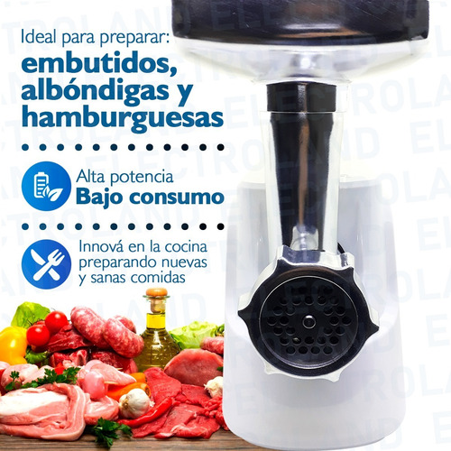 Imagen 7 de 10 de Picadora Eléctrica Embutidora De Carne Con Accesorios