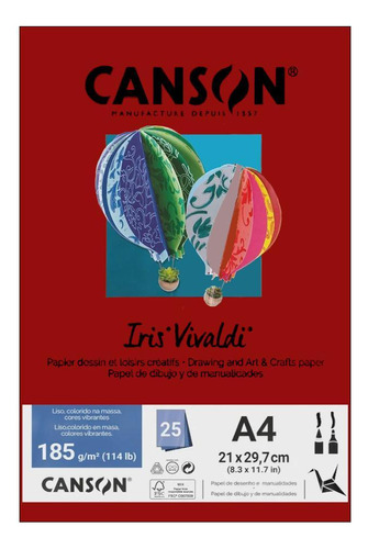 Papel Canson A4 Iris Vivaldi 185g 25fls Grena