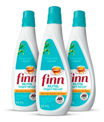 Kit Com 3 Finn Xilitol Líquido 65ml