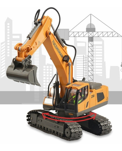 1:20 Excavadora Control Remoto Rc Juguete 11canal Aleación Color Naranja Claro