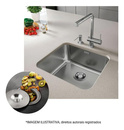 Kit Cuba Cozinha Inox 47,5x41 Com Dosador E Lixeira 5l Fanke
