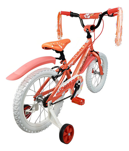 Bicicleta Para Niña R16 Llantas Aire Y Entrenamiento Rainbow Color Naranja